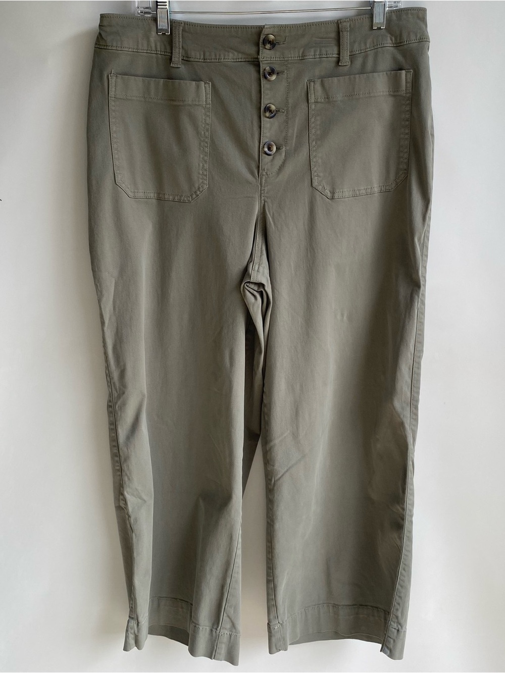 Sonoma wide leg crop pant sailor front olive green chino casual summer 16